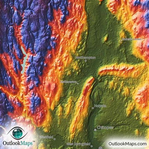 Massachusetts Map | Colorful 3D Topography of Natural Terrain