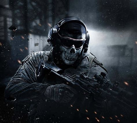 Download Simon "Ghost" Riley in action on the battlefield Wallpaper | Wallpapers.com