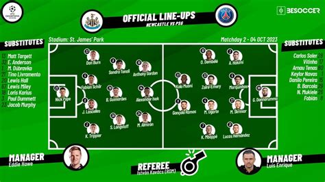 CONFIRMED lineups for Newcastle v PSG