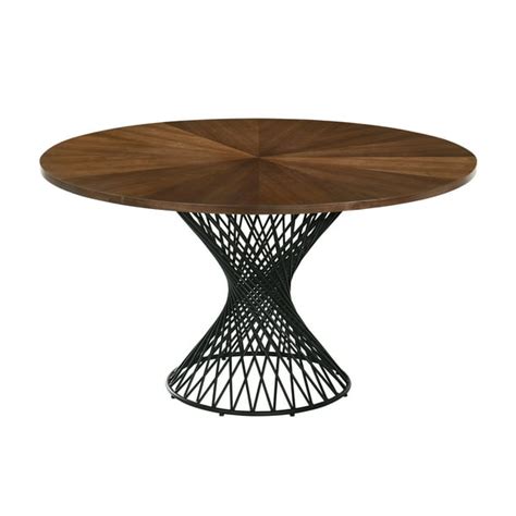 Cirque 54" Round Mid-Century Modern Pedestal Walnut Wood Dining Table ...