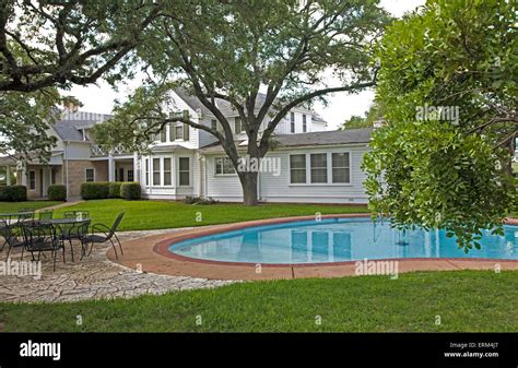 The swimming pool at the Texas White House, ranch home of Lyndon B ...