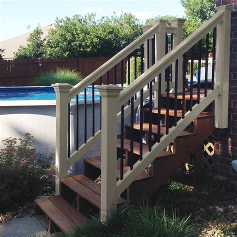 Weatherables Vilano 3 ft. x H 6 ft. W Vinyl Khaki Stair Railing Kit ...