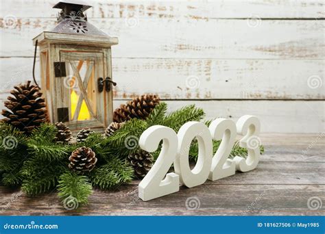 Happy New Year 2023 with Christmas Lantern Decorative with Space Copy ...