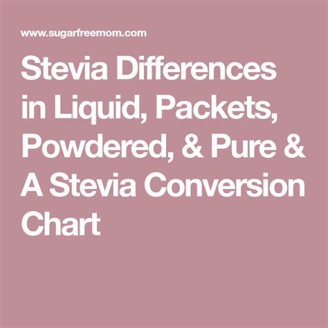 Stevia Differences in Liquid, Packets, Powdered, & Pure & A Stevia Conversion Chart | Low carb ...