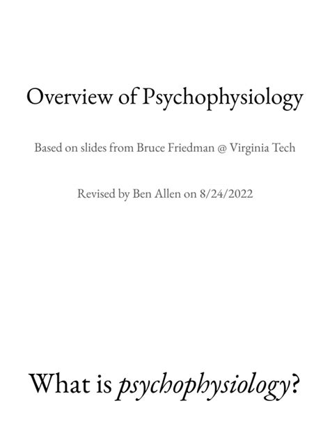 Overview of Psychophysiology | PDF | Behavioral Neuroscience | Neuroscience