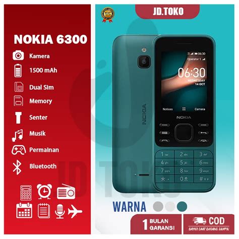 Jual HP NOKIA 6300 Dual SIM Dual Standby candy bar phone | Shopee Indonesia