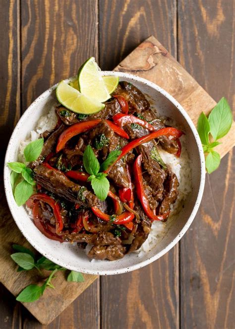 Thai Basil Beef Stir Fry - Wholesomelicious | Recipe | Thai basil beef, Basil recipes, Beef stir fry