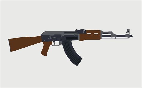 Russian kalashnikov automatic machine rifle AK 47 Flat Vector ...