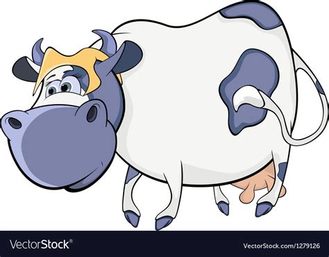 Happy blue cow cartoon Royalty Free Vector Image