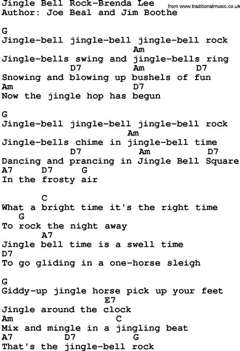 Country Music:Jingle Bell Rock-Brenda Lee Lyrics and Chords | Lyrics ...