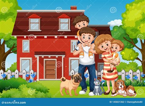 House With Family Clipart Covered