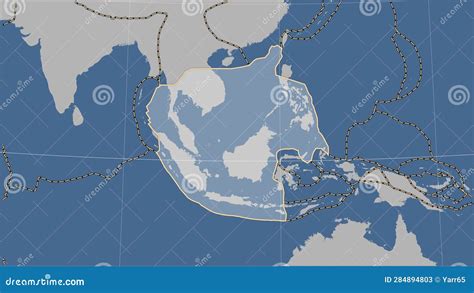 Volcanoes Around the Sunda Plate. Contour Map Stock Illustration - Illustration of seismic ...