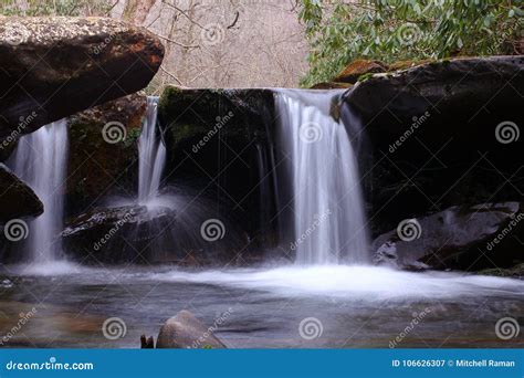 Slow Shutter Speed Waterfall Photography of a Small Fresh Water River in the Mountain Woods ...