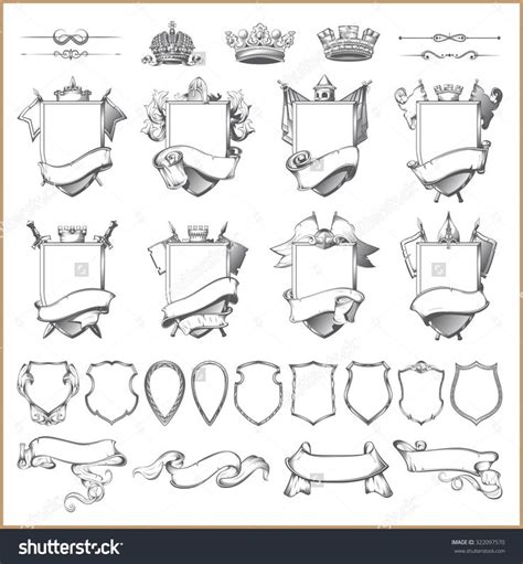 Vector Heraldic Element Collection And Coat Of Arms Template ...