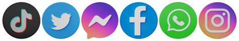 Social media icons on transparent background. Instagram, Facebook ...