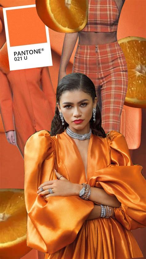 #orange #orangeaesthetic #zendaya #moodboard #mood #colorstory #pantone #collage #aesthetic # ...