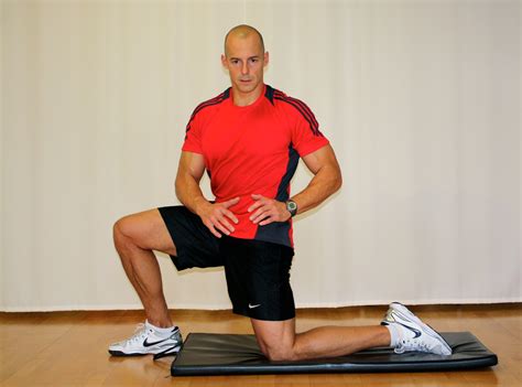 For tight hips, try this hip flexor stretch and add an internal rotation to lengthen that ...