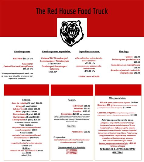 MENU de The Red House Food Truck | PDF | Hamburguesas | Alimentos