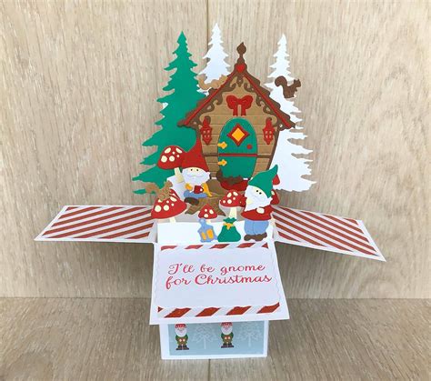 Amazon.com: Gnome Christmas card, Christmas pop up card, Christmas box card, Handmade Christmas ...