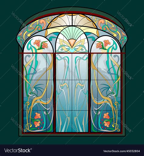 Beautiful colorful art nouveau stained glass Vector Image