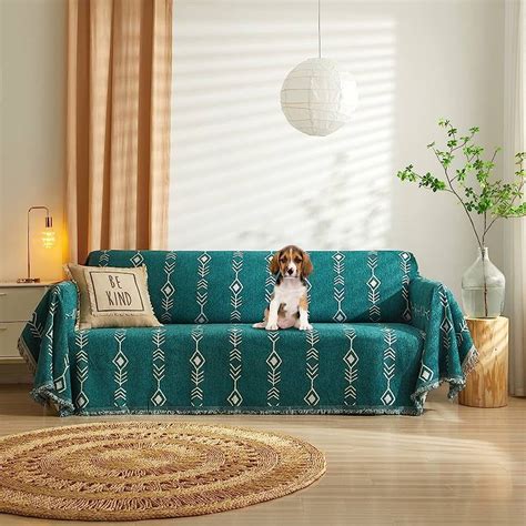 ROOMLIFE Retro Deep Green Chenille Sofa Cover, Couch Cover, Couch ...