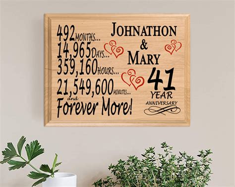 41 Year Anniversary Gift Sign FAST FREE 2ND DAY AIR Personalized 41st – Broad Bay Personalized ...