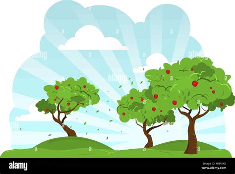 Wind blowing trees illustration hi-res stock photography and images - Alamy