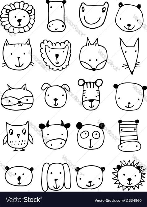 Set of animal faces, sketch for your design. Vector illustration. Download a Free Preview or ...