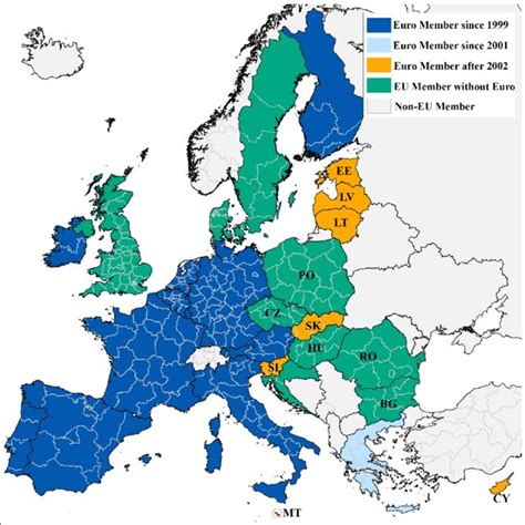 Political map of Europe showing the European countries that joined the... | Download Scientific ...