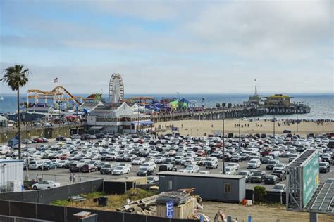 The Pier and Car Parking of Santa Monica Beach Editorial Image - Image of monica, roller: 100705325