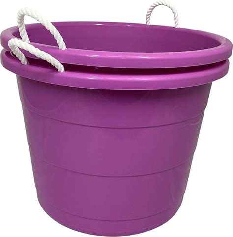 Homz 18 gal. Black Plastic Utility Storage Bucket Tub with Rope Handles ...