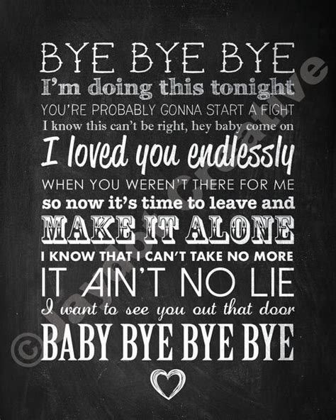 NSYNC Bye Bye Bye PRINTABLE Song Lyrics Artwork | Etsy in 2020 | Nsync ...