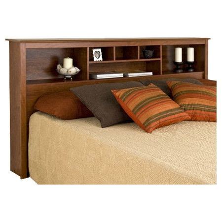 King Size Bookcase Headboard with Adjustable Shelf in Cherry Finish ...