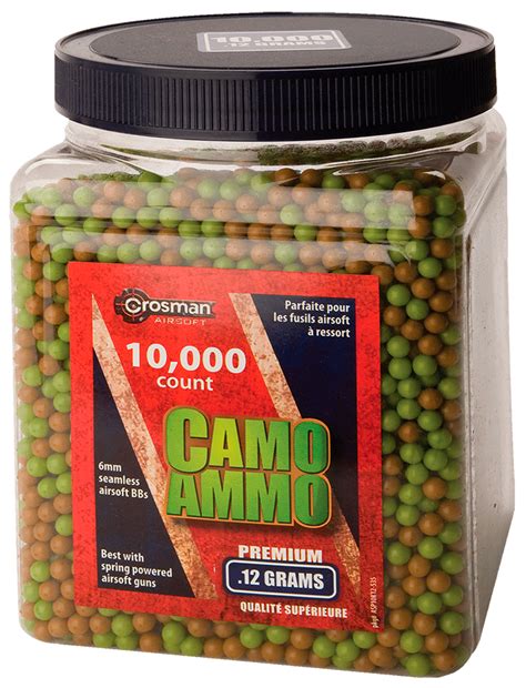 Crosman ASP10K12 Airsoft Camo Ammo BBs .12 Gram Plastic 10000 Count - White Birch Armory