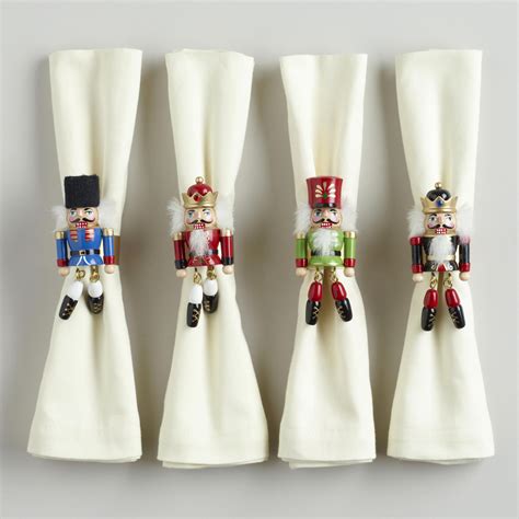 Wood Nutcracker Napkin Rings, Set of 4 | World Market | Christmas napkin rings, Napkin rings ...