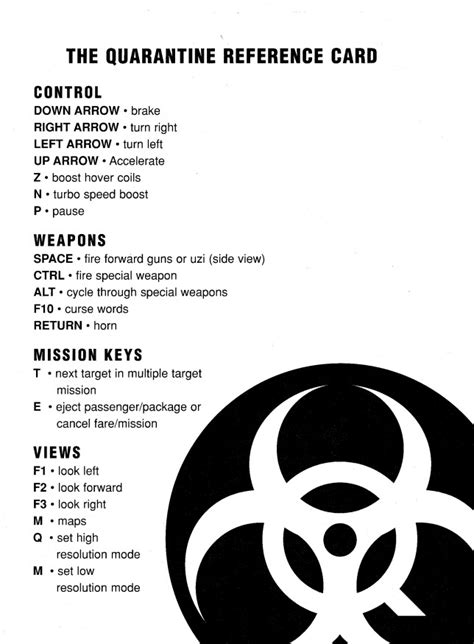 The Quarantine Reference Card :: Gallery :: DJ OldGames