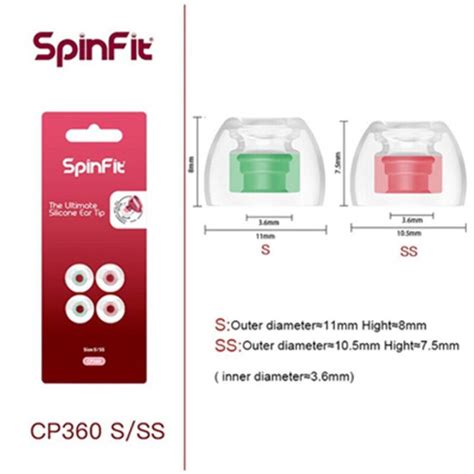 SpinFit CP360หูฟังชนิดใส่ในหูที่จดสิทธิบัตรองศาฟรีเคล็ดลับหูซิลิโคน Eartip หัวฉีด Dia CP100 ...