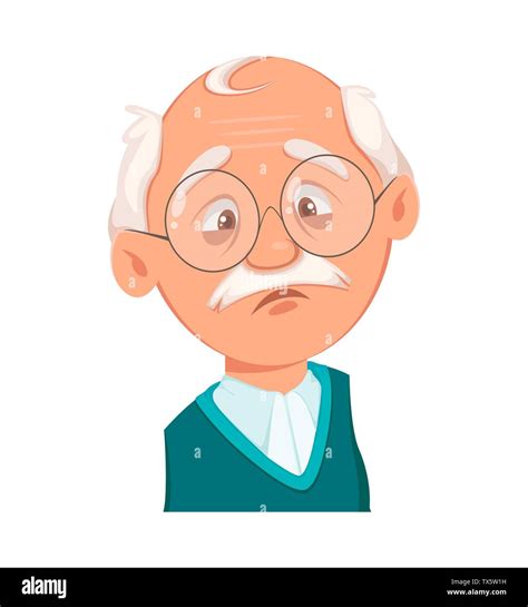 Face expression of grandfather, sad. Emotion of old man. Vector ...