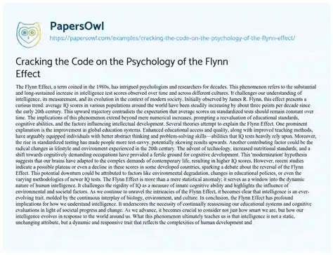 Cracking the Code on the Psychology of the Flynn Effect - Free Essay Example - 467 Words ...