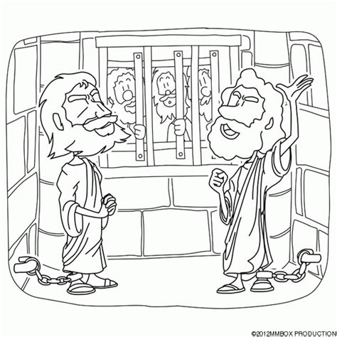 Paul And Silas In Prison Coloring Page - Coloring Home