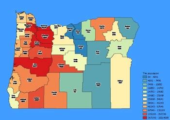 Oregon State Map with Population, Density, Area with Worksheet | TPT