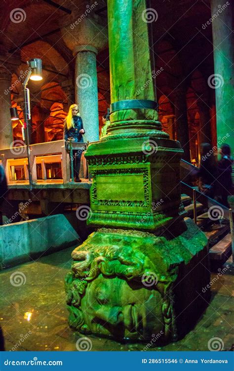 Medusa Head Column Basilica Cistern Istanbul Turkey Editorial Photo - Image of attraction ...