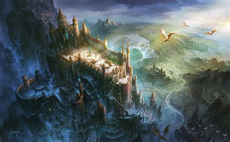 fantasy Art, Dragon, Castle, Birds Eye View Wallpaper Fantasy City ...