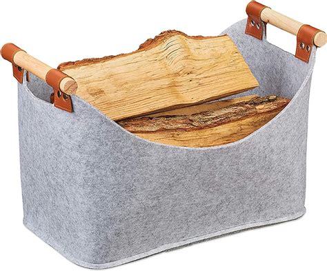 Amazon.com: SETUP Firewood Storage Basket，Felt Firewood Tote Bag ...