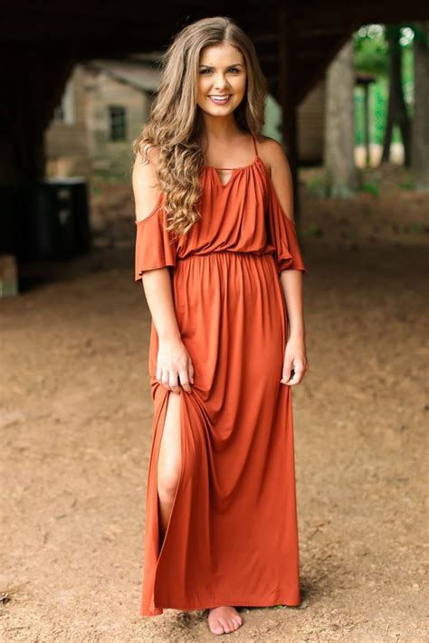 Perfect Romance Rust Maxi Dress | Stylish gown, Burnt orange bridesmaid dresses, Orange maxi dress