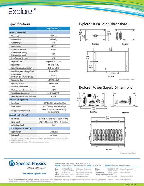 1064nm, 50µJ Nanosecond Laser from Spectra Physics