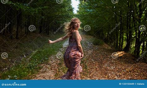 Scared Girl Running through Forest Stock Image - Image of concept, nightmare: 133155449