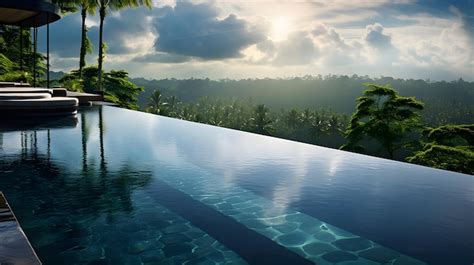 Premium AI Image | Infinity swimming pool in Bali resort during the day