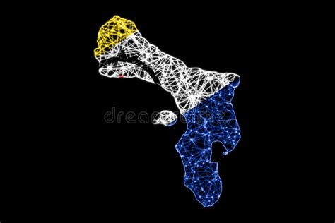 Map of Caribbean Netherlands, Polygonal Mesh Line Map Stock ...