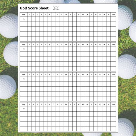 Golf Score Sheet Printable 8.5 X 11 Instant Download - Etsy